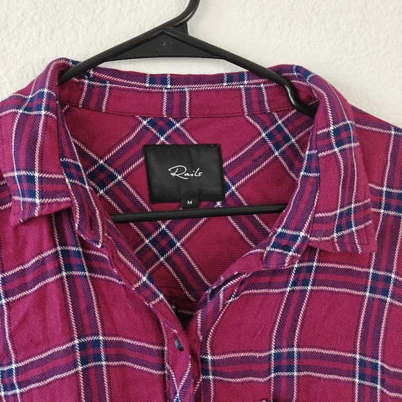 Rails Hunter Plaid Button Down Long Sleeve Shirt In Cranberry Size M - Picture 7 of 12